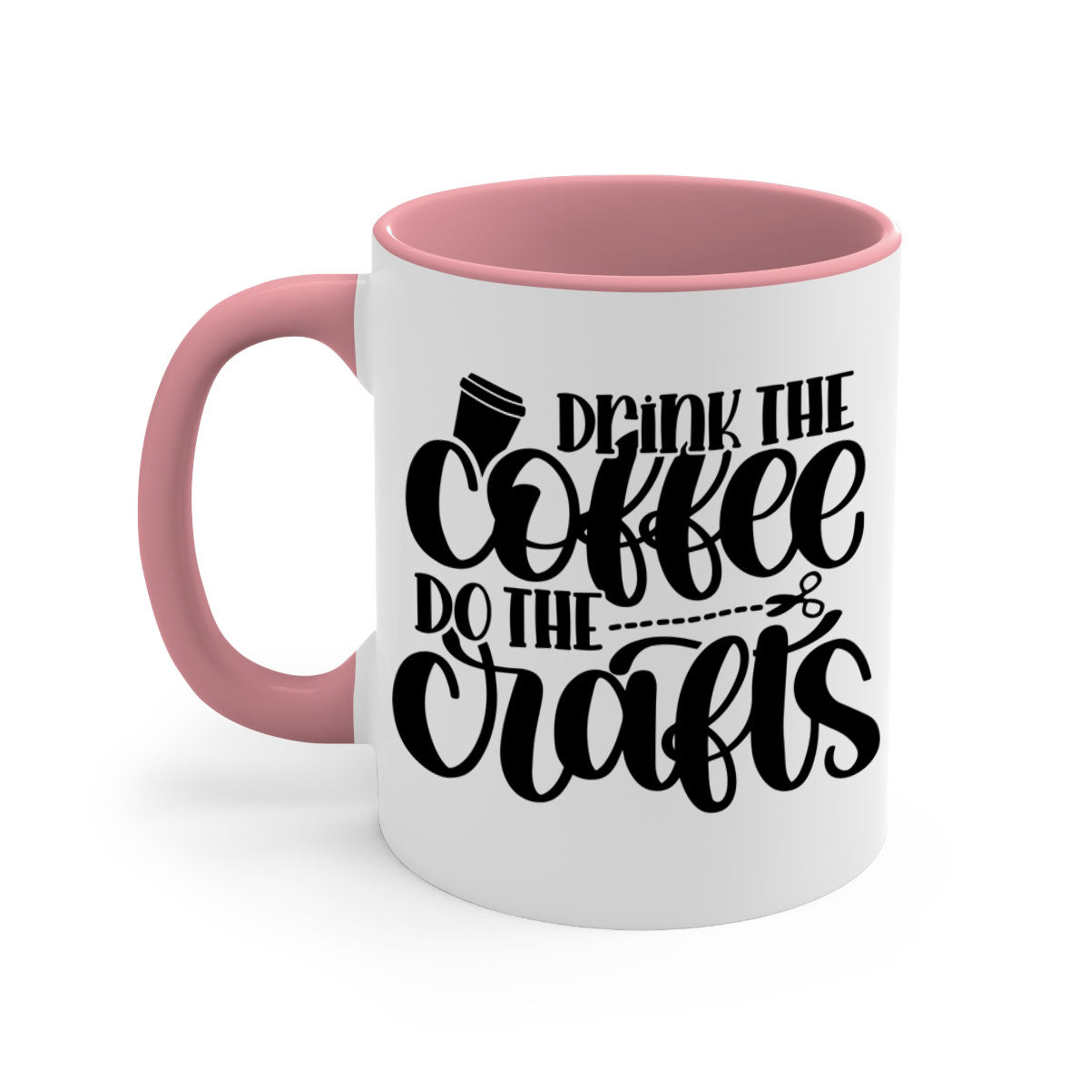 Drink The Coffee Do The Crafts 30# Mug featuring a glossy finish, colored handle, and interior in vibrant colors, perfect for coffee and crafting.