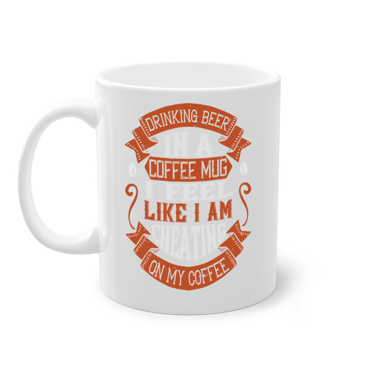 A stylish two-tone coffee mug designed for drinking beer, featuring a colored handle and glossy finish, available in multiple colors.