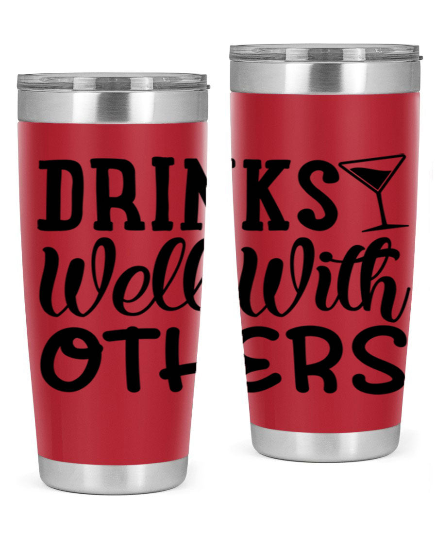 Drinks Well With Others 128# Beer Tumbler in stainless steel with a drink-thru lid, showcasing its sleek design and double wall insulation.