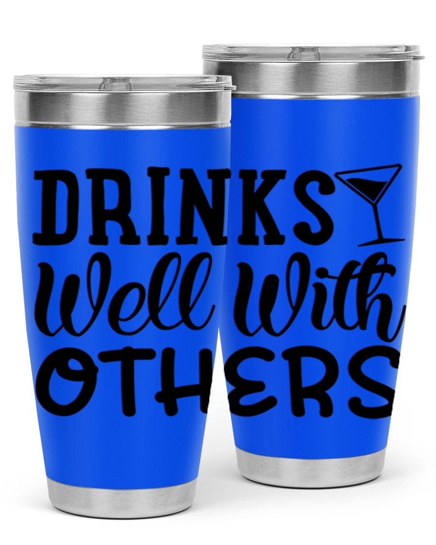 Drinks Well With Others 128# Beer Tumbler in stainless steel with a drink-thru lid, showcasing its sleek design and double wall insulation.