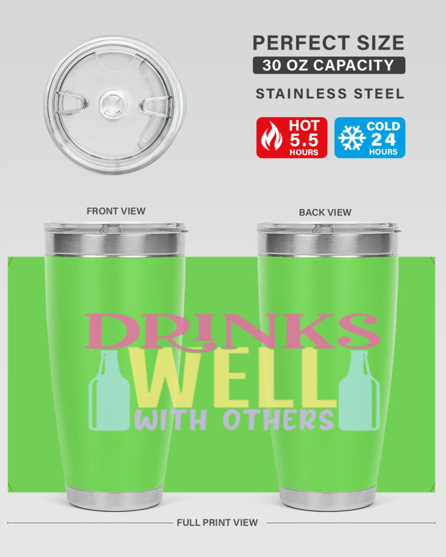 Drinks Well With Others 129# Beer Tumbler in stainless steel with a sleek design, showcasing its double wall vacuum insulation.