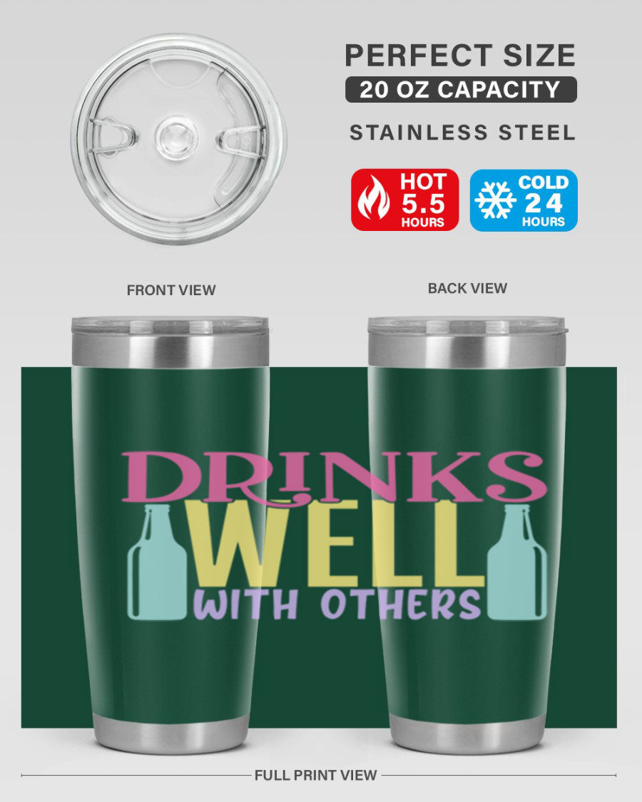 Drinks Well With Others 129# Beer Tumbler in stainless steel with a sleek design, showcasing its double wall vacuum insulation.