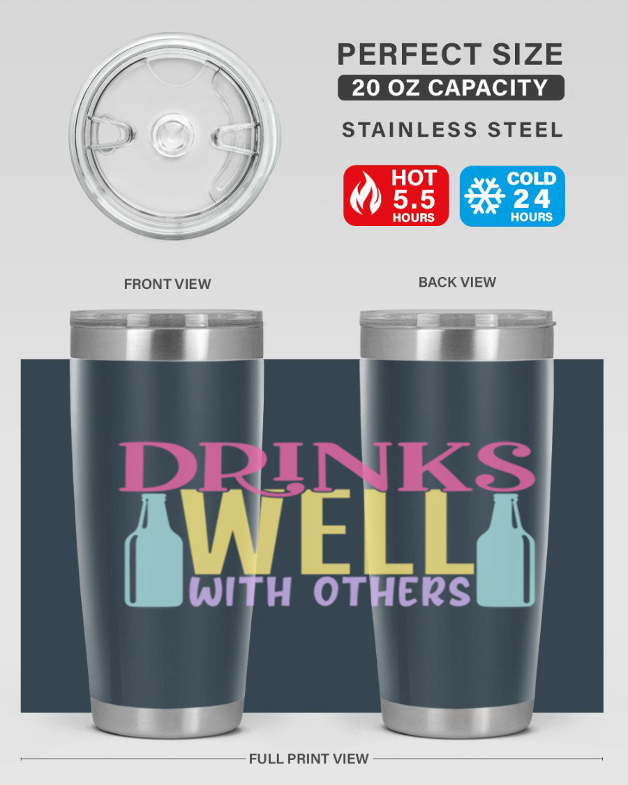 Drinks Well With Others 129# Beer Tumbler in stainless steel with a sleek design, showcasing its double wall vacuum insulation.