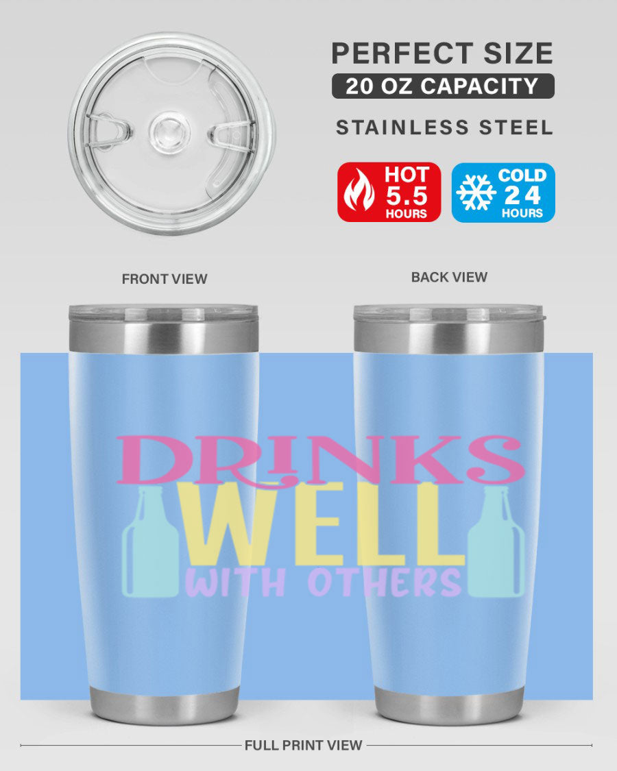 Drinks Well With Others 129# Beer Tumbler in stainless steel with a sleek design, showcasing its double wall vacuum insulation.