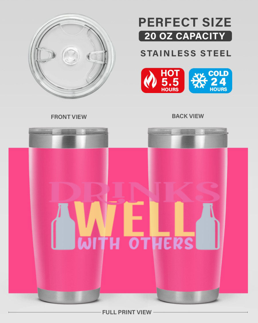 Drinks Well With Others 129# Beer Tumbler in stainless steel with a sleek design, showcasing its double wall vacuum insulation.