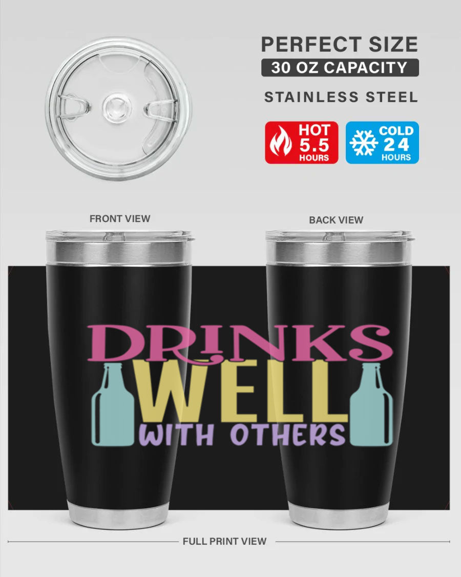 Drinks Well With Others 129# Beer Tumbler in stainless steel with a sleek design, showcasing its double wall vacuum insulation.