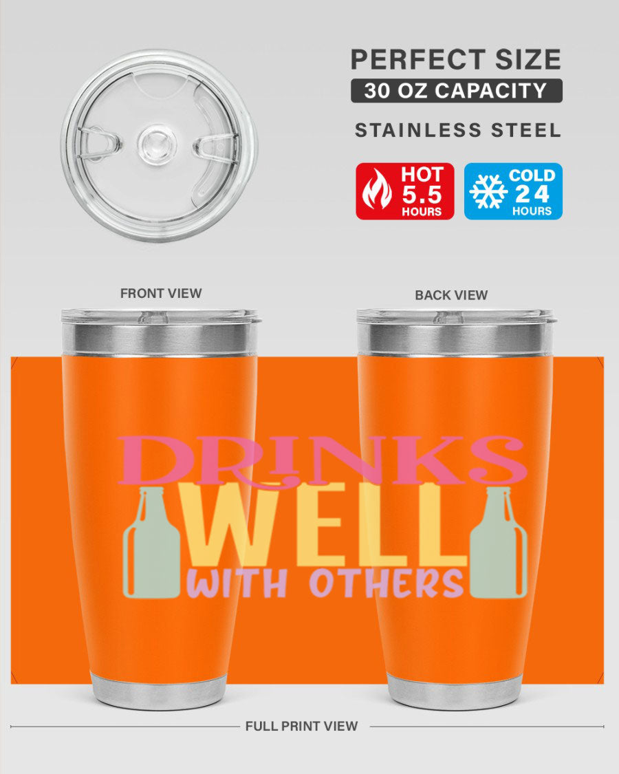Drinks Well With Others 129# Beer Tumbler in stainless steel with a sleek design, showcasing its double wall vacuum insulation.