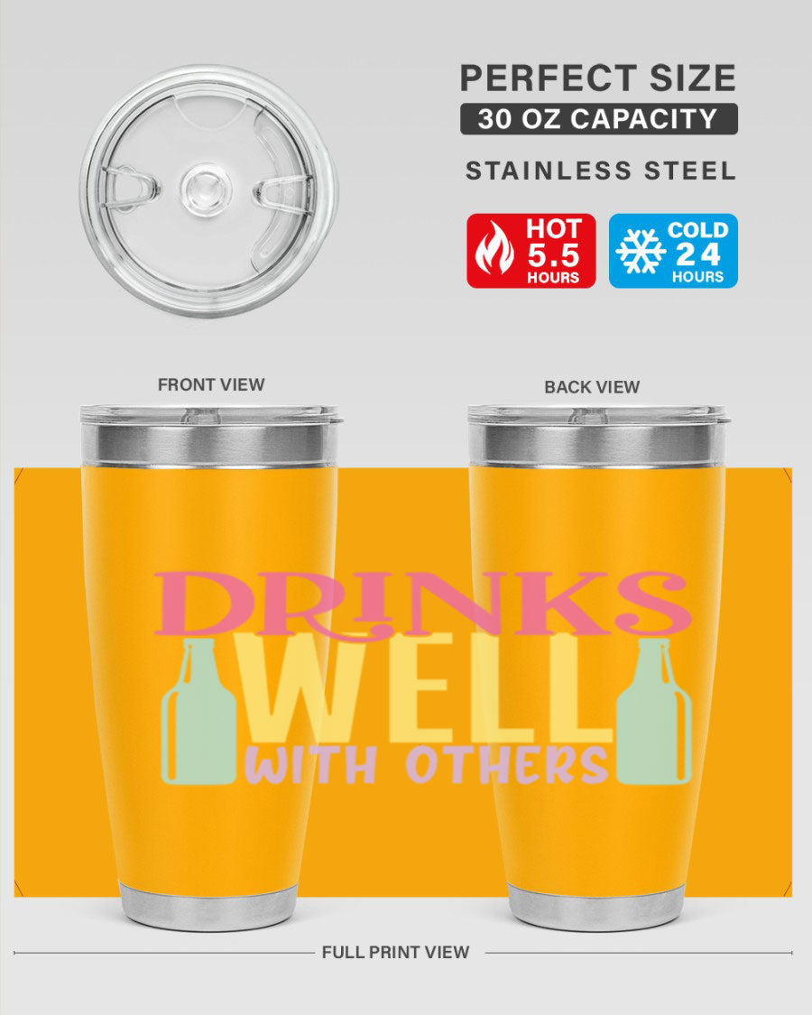 Drinks Well With Others 129# Beer Tumbler in stainless steel with a sleek design, showcasing its double wall vacuum insulation.