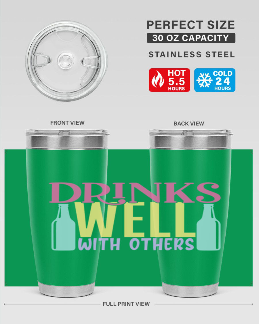 Drinks Well With Others 129# Beer Tumbler in stainless steel with a sleek design, showcasing its double wall vacuum insulation.