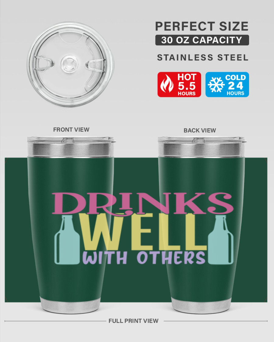 Drinks Well With Others 129# Beer Tumbler in stainless steel with a sleek design, showcasing its double wall vacuum insulation.