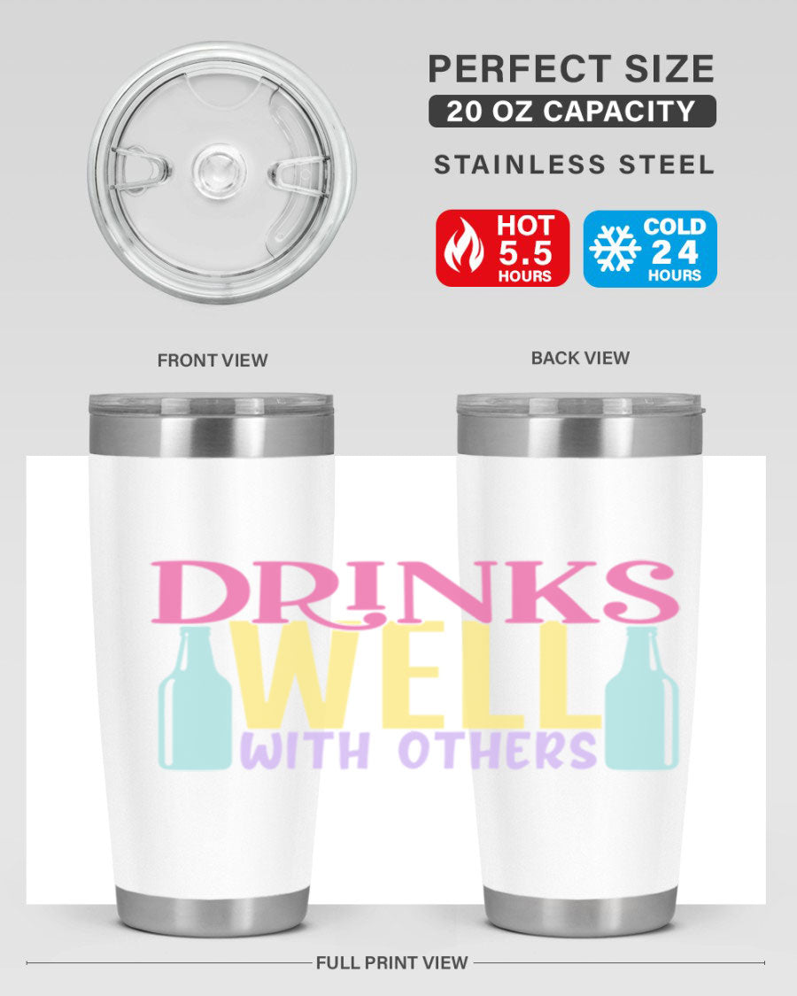 Drinks Well With Others 129# Beer Tumbler in stainless steel with a sleek design, showcasing its double wall vacuum insulation.