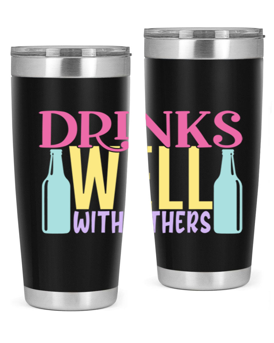 Drinks Well With Others 129# Beer Tumbler in stainless steel with a sleek design, showcasing its double wall vacuum insulation.