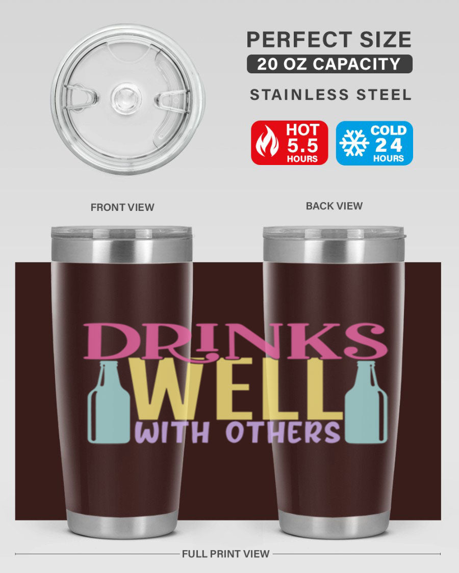 Drinks Well With Others 129# Beer Tumbler in stainless steel with a sleek design, showcasing its double wall vacuum insulation.