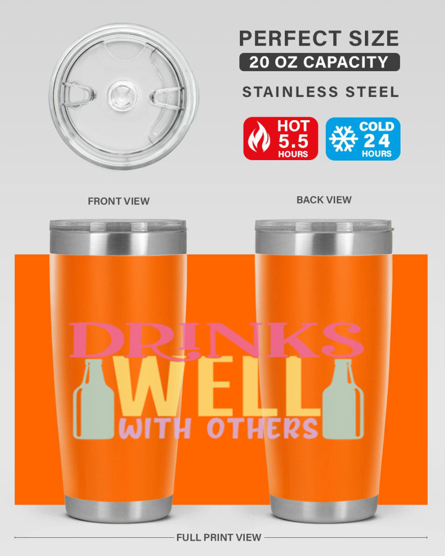 Drinks Well With Others 129# Beer Tumbler in stainless steel with a sleek design, showcasing its double wall vacuum insulation.