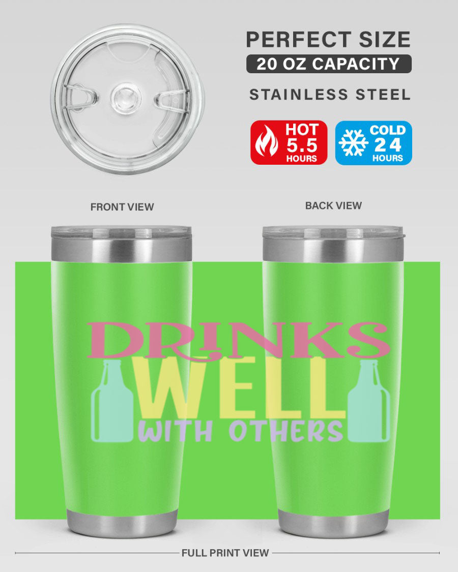 Drinks Well With Others 129# Beer Tumbler in stainless steel with a sleek design, showcasing its double wall vacuum insulation.