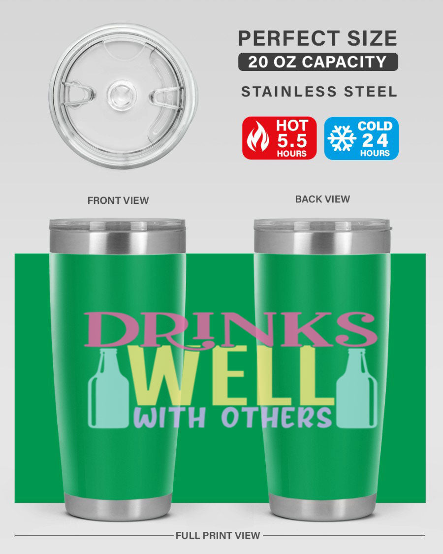 Drinks Well With Others 129# Beer Tumbler in stainless steel with a sleek design, showcasing its double wall vacuum insulation.