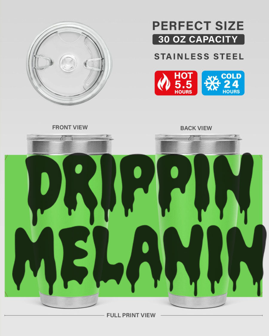 drippinmelanin 160# Cotton Tank featuring bold black words and phrases, showcasing a stylish and comfortable design.