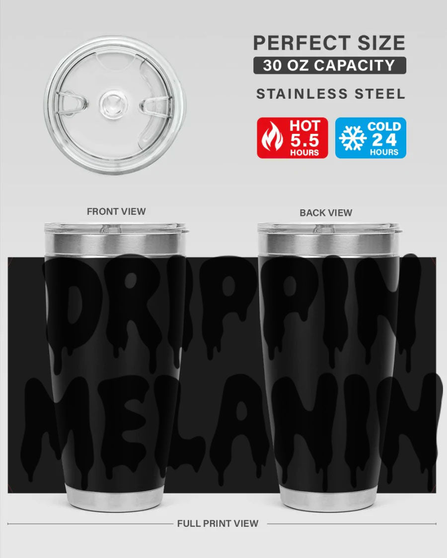 drippinmelanin 160# Cotton Tank featuring bold black words and phrases, showcasing a stylish and comfortable design.