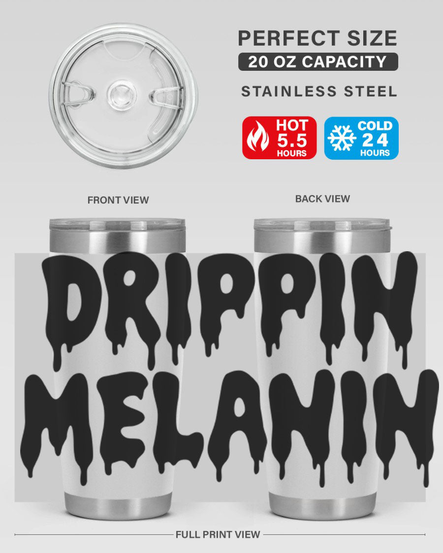 drippinmelanin 160# Cotton Tank featuring bold black words and phrases, showcasing a stylish and comfortable design.