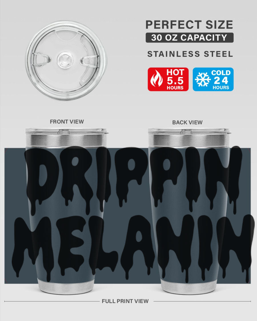 drippinmelanin 160# Cotton Tank featuring bold black words and phrases, showcasing a stylish and comfortable design.