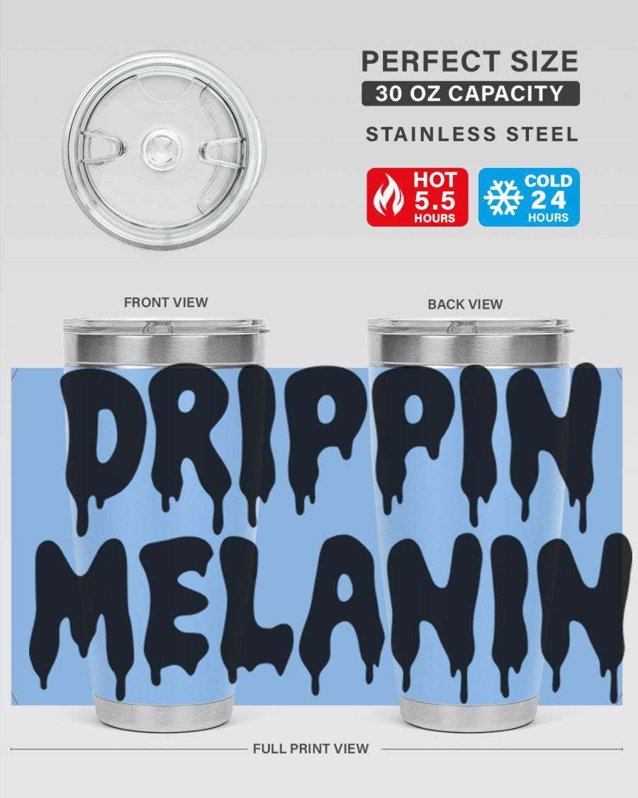 drippinmelanin 160# Cotton Tank featuring bold black words and phrases, showcasing a stylish and comfortable design.