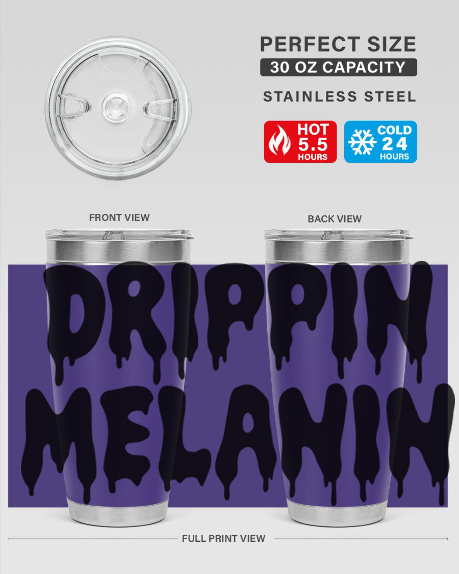 drippinmelanin 160# Cotton Tank featuring bold black words and phrases, showcasing a stylish and comfortable design.