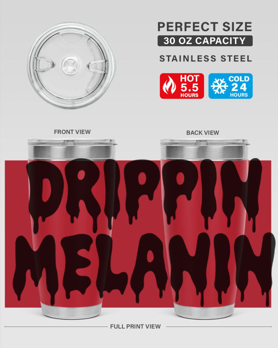 drippinmelanin 160# Cotton Tank featuring bold black words and phrases, showcasing a stylish and comfortable design.