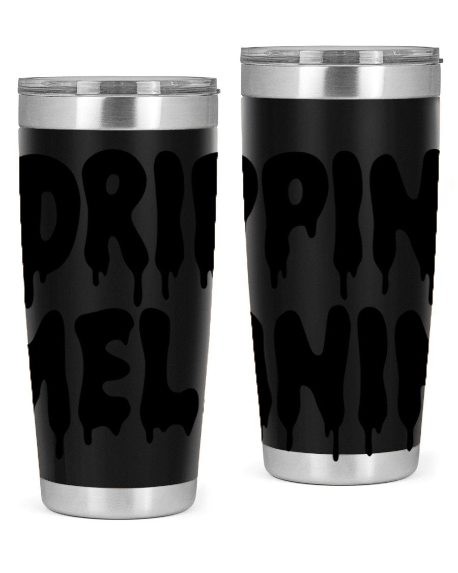 drippinmelanin 160# Cotton Tank featuring bold black words and phrases, showcasing a stylish and comfortable design.