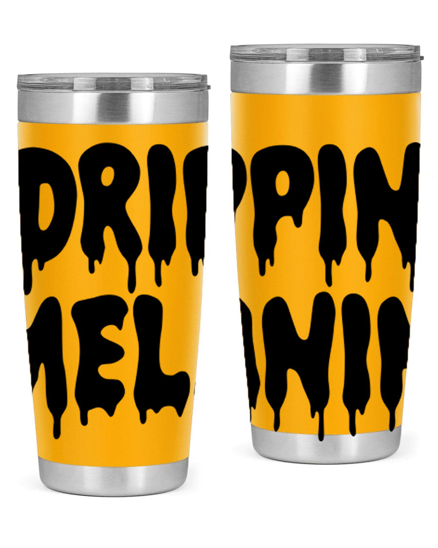 drippinmelanin 160# Cotton Tank featuring bold black words and phrases, showcasing a stylish and comfortable design.