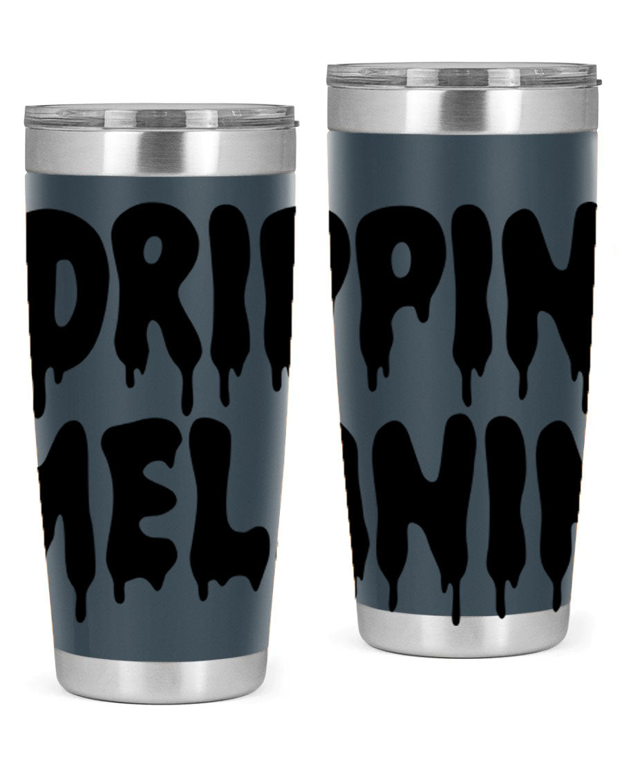 drippinmelanin 160# Cotton Tank featuring bold black words and phrases, showcasing a stylish and comfortable design.