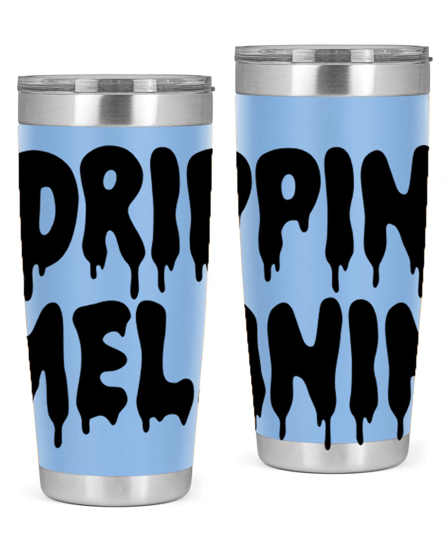 drippinmelanin 160# Cotton Tank featuring bold black words and phrases, showcasing a stylish and comfortable design.