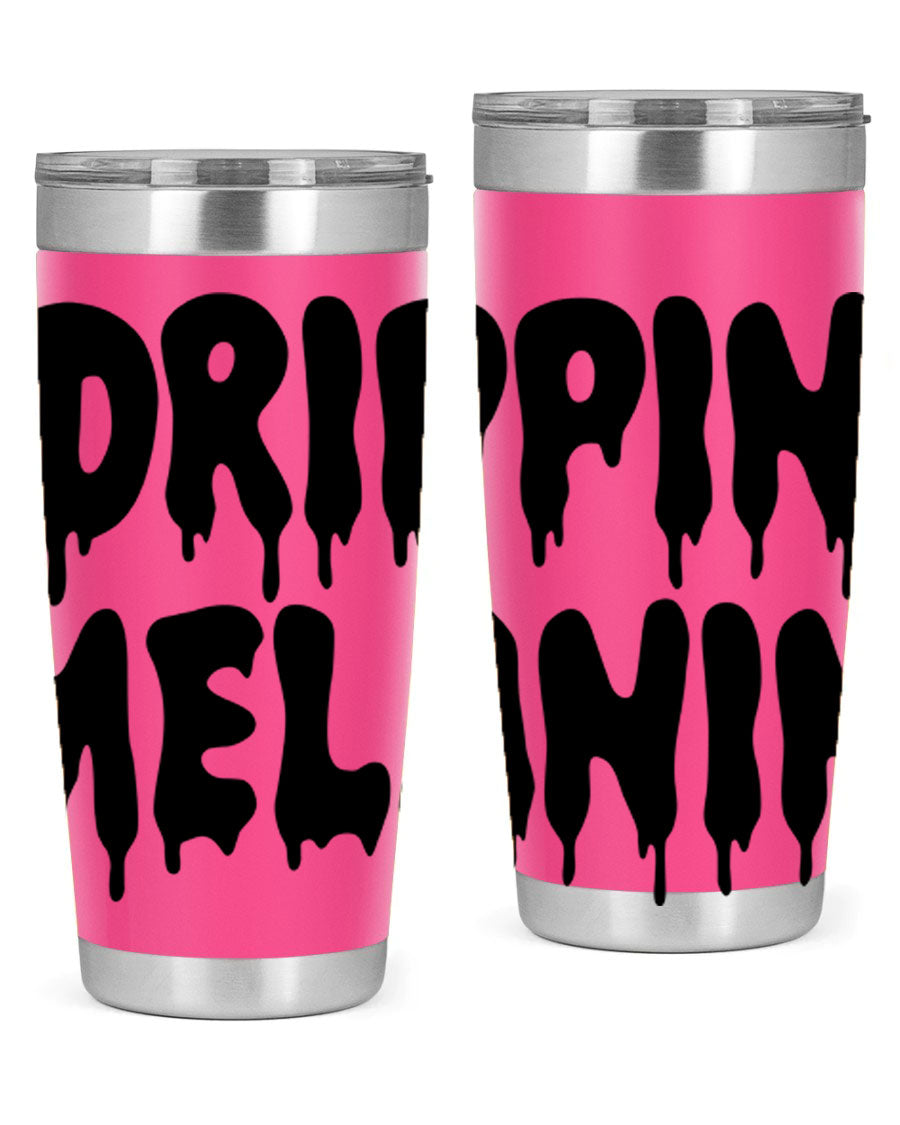 drippinmelanin 160# Cotton Tank featuring bold black words and phrases, showcasing a stylish and comfortable design.