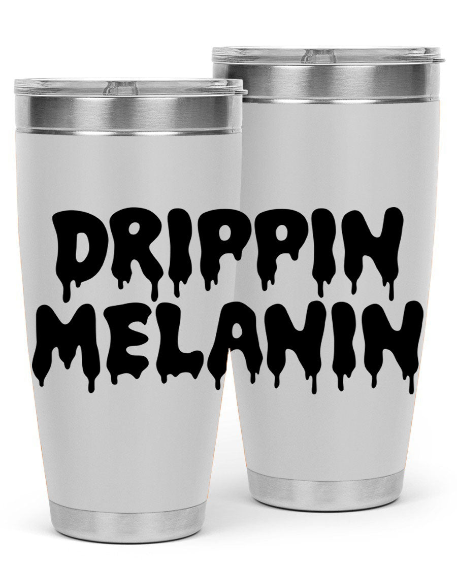 drippinmelanin 160# Cotton Tank featuring bold black words and phrases, showcasing a stylish and comfortable design.