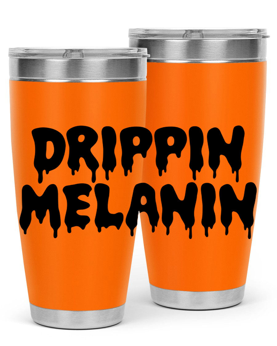 drippinmelanin 160# Cotton Tank featuring bold black words and phrases, showcasing a stylish and comfortable design.