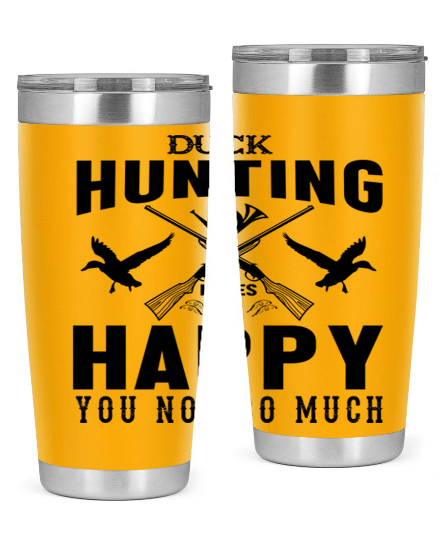 Duck hunting tumbler in stainless steel with a drink-thru lid, showcasing its sleek design and durable construction.