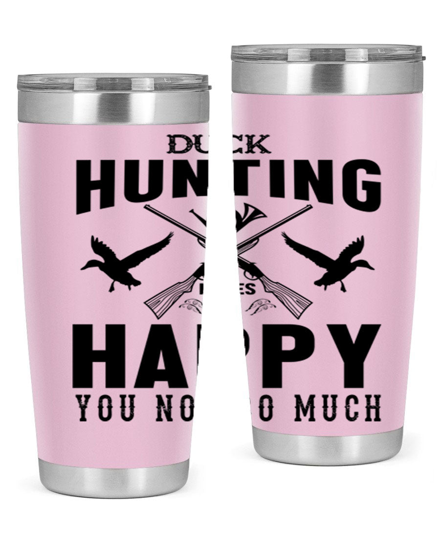 Duck hunting tumbler in stainless steel with a drink-thru lid, showcasing its sleek design and durable construction.