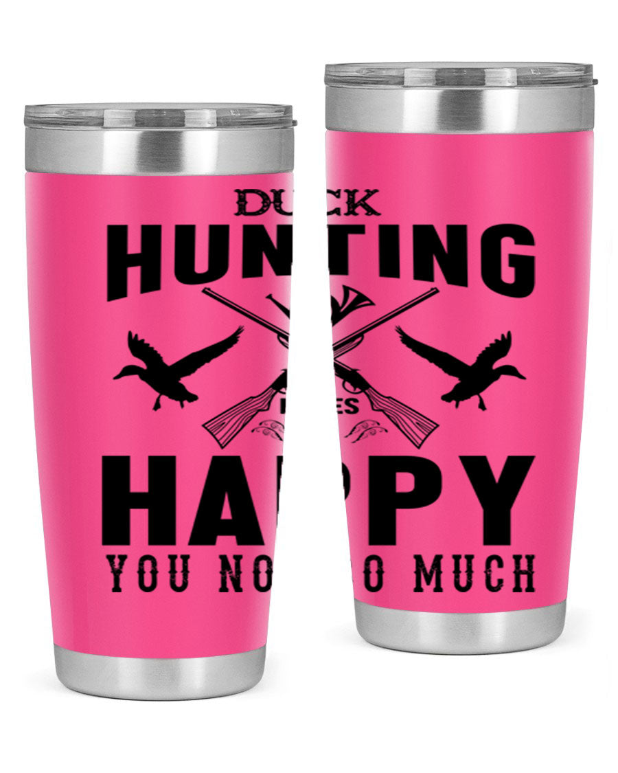 Duck hunting tumbler in stainless steel with a drink-thru lid, showcasing its sleek design and durable construction.