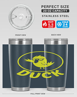 Duck Style 1# Tumbler in stainless steel with a sleek design, showcasing its double wall vacuum insulation and drink-thru lid.