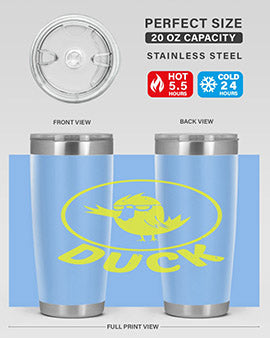 Duck Style 1# Tumbler in stainless steel with a sleek design, showcasing its double wall vacuum insulation and drink-thru lid.