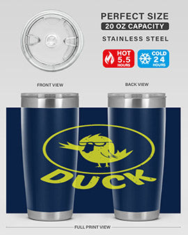 Duck Style 1# Tumbler in stainless steel with a sleek design, showcasing its double wall vacuum insulation and drink-thru lid.