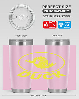 Duck Style 1# Tumbler in stainless steel with a sleek design, showcasing its double wall vacuum insulation and drink-thru lid.