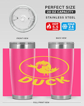 Duck Style 1# Tumbler in stainless steel with a sleek design, showcasing its double wall vacuum insulation and drink-thru lid.