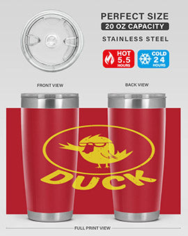 Duck Style 1# Tumbler in stainless steel with a sleek design, showcasing its double wall vacuum insulation and drink-thru lid.