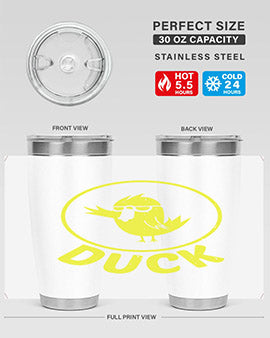 Duck Style 1# Tumbler in stainless steel with a sleek design, showcasing its double wall vacuum insulation and drink-thru lid.