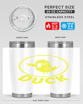 Duck Style 1# Tumbler in stainless steel with a sleek design, showcasing its double wall vacuum insulation and drink-thru lid.