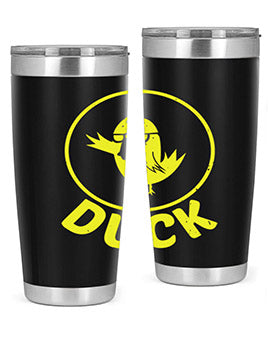 Duck Style 1# Tumbler in stainless steel with a sleek design, showcasing its double wall vacuum insulation and drink-thru lid.