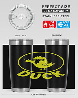Duck Style 1# Tumbler in stainless steel with a sleek design, showcasing its double wall vacuum insulation and drink-thru lid.