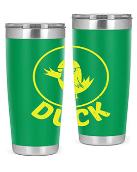 Duck Style 1# Tumbler in stainless steel with a sleek design, showcasing its double wall vacuum insulation and drink-thru lid.