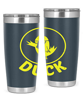 Duck Style 1# Tumbler in stainless steel with a sleek design, showcasing its double wall vacuum insulation and drink-thru lid.