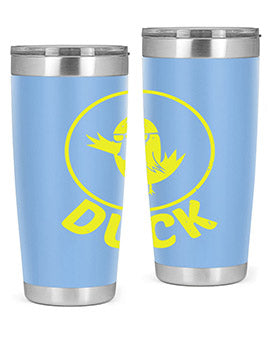 Duck Style 1# Tumbler in stainless steel with a sleek design, showcasing its double wall vacuum insulation and drink-thru lid.